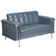 Gray |#| Contemporary Gray LeatherSoft Double Stitch Detail Loveseat w/Encasing Frame