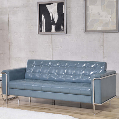 HERCULES Lesley Series Contemporary LeatherSoft Double Stitch Detail Sofa with Encasing Frame