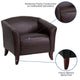 Brown |#| Brown LeatherSoft Chair with Extended Panel Arms - Reception and Lounge Seating