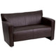 Brown |#| Brown LeatherSoft Loveseat w/ Extended Panel Arms - Reception & Lounge Seating