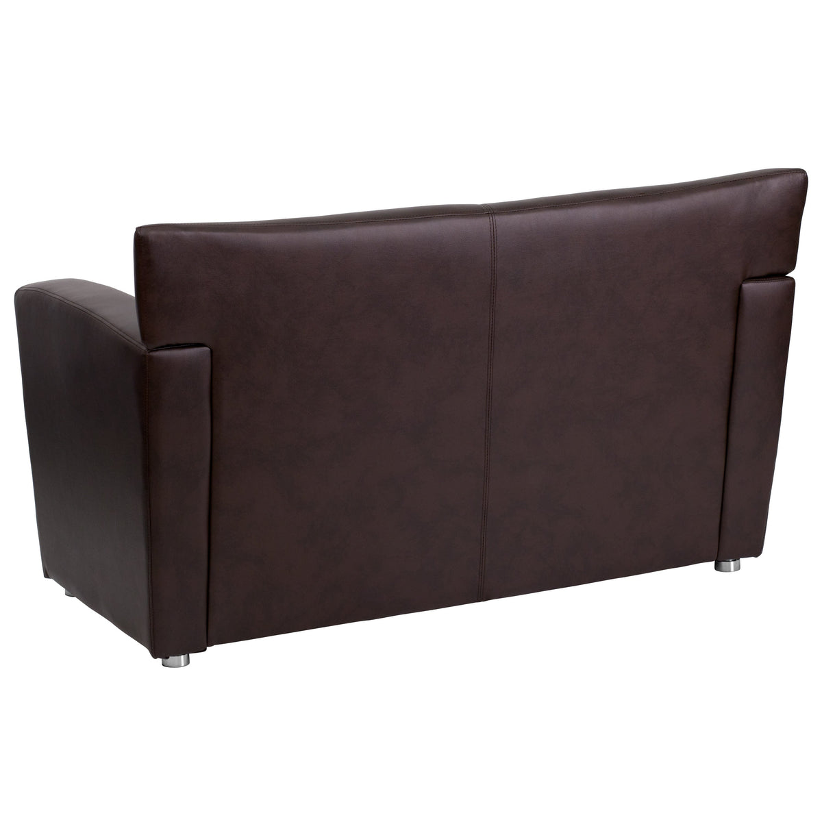 Brown |#| Brown LeatherSoft Loveseat w/ Extended Panel Arms - Reception & Lounge Seating