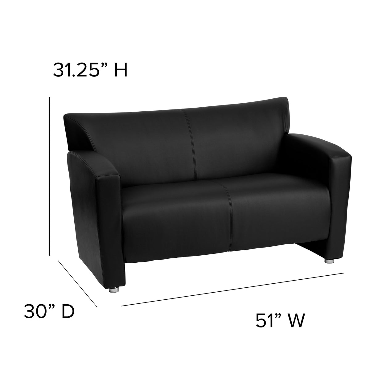 Black |#| Black LeatherSoft Loveseat w/ Extended Panel Arms - Reception & Lounge Seating