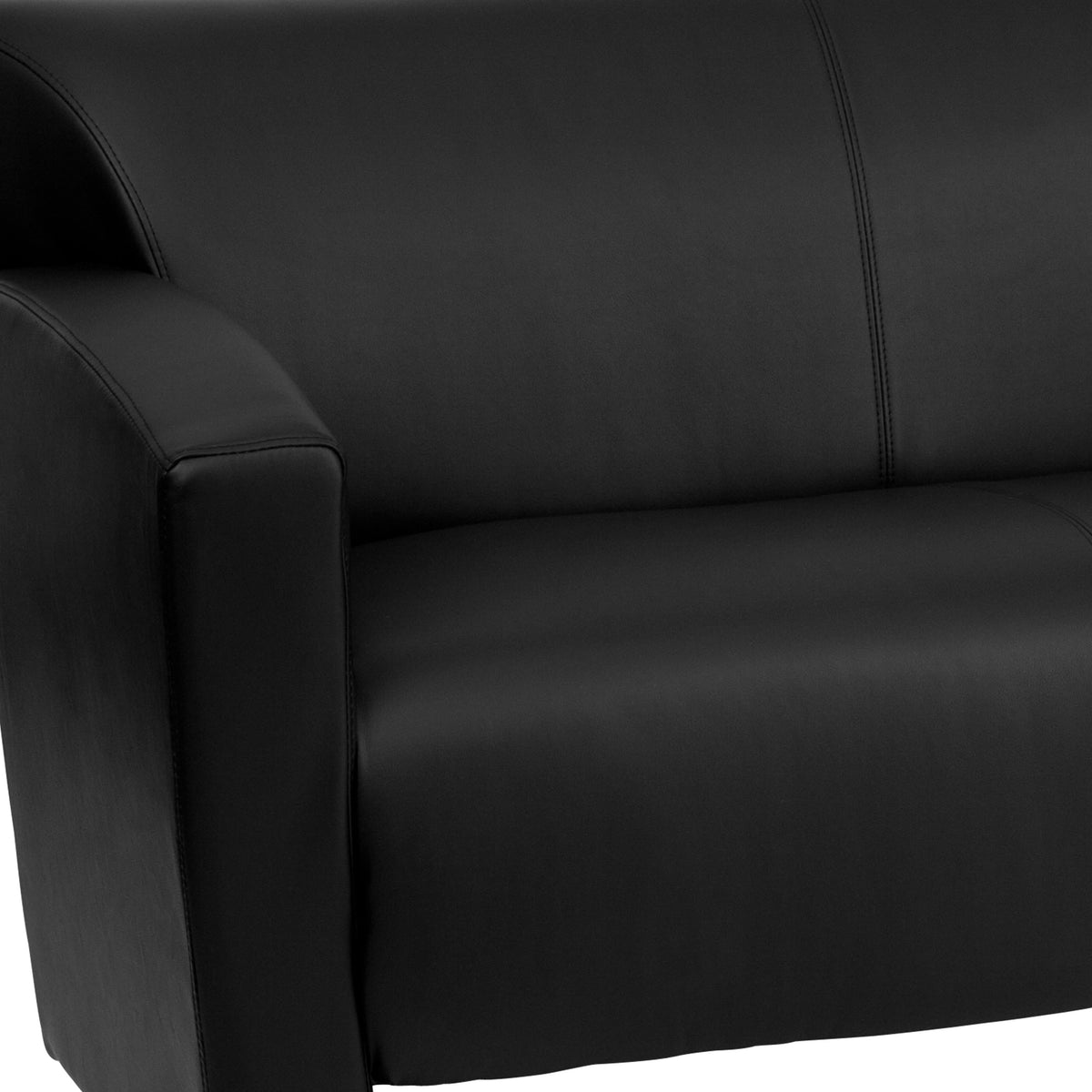 Black |#| Black LeatherSoft Loveseat w/ Extended Panel Arms - Reception & Lounge Seating