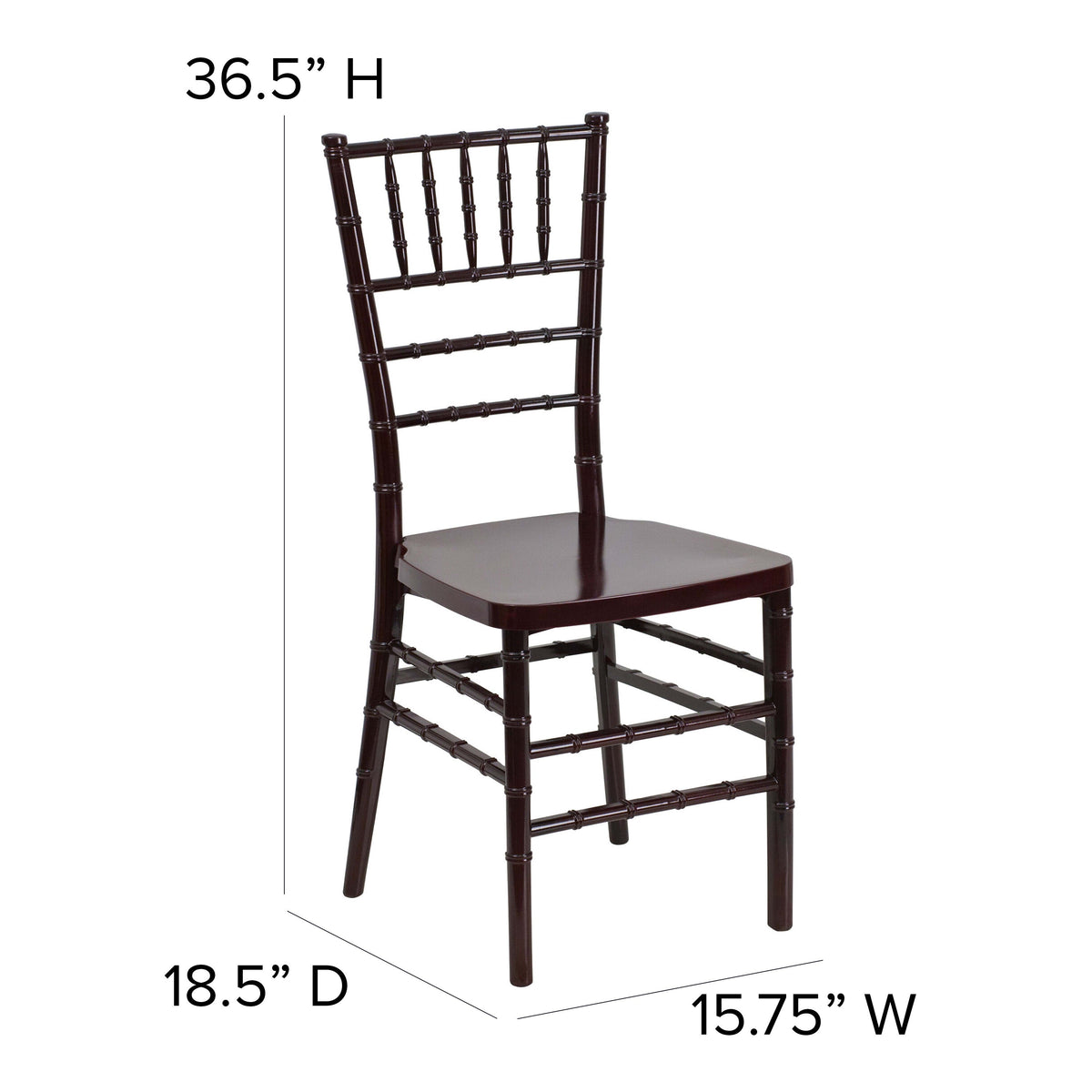 Mahogany |#| Mahogany Resin Stackable Chiavari Chair - Banquet and Event Furniture