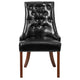 Black LeatherSoft |#| Black LeatherSoft Upholstered Button Tufted Chair with Curved Mahogany Legs