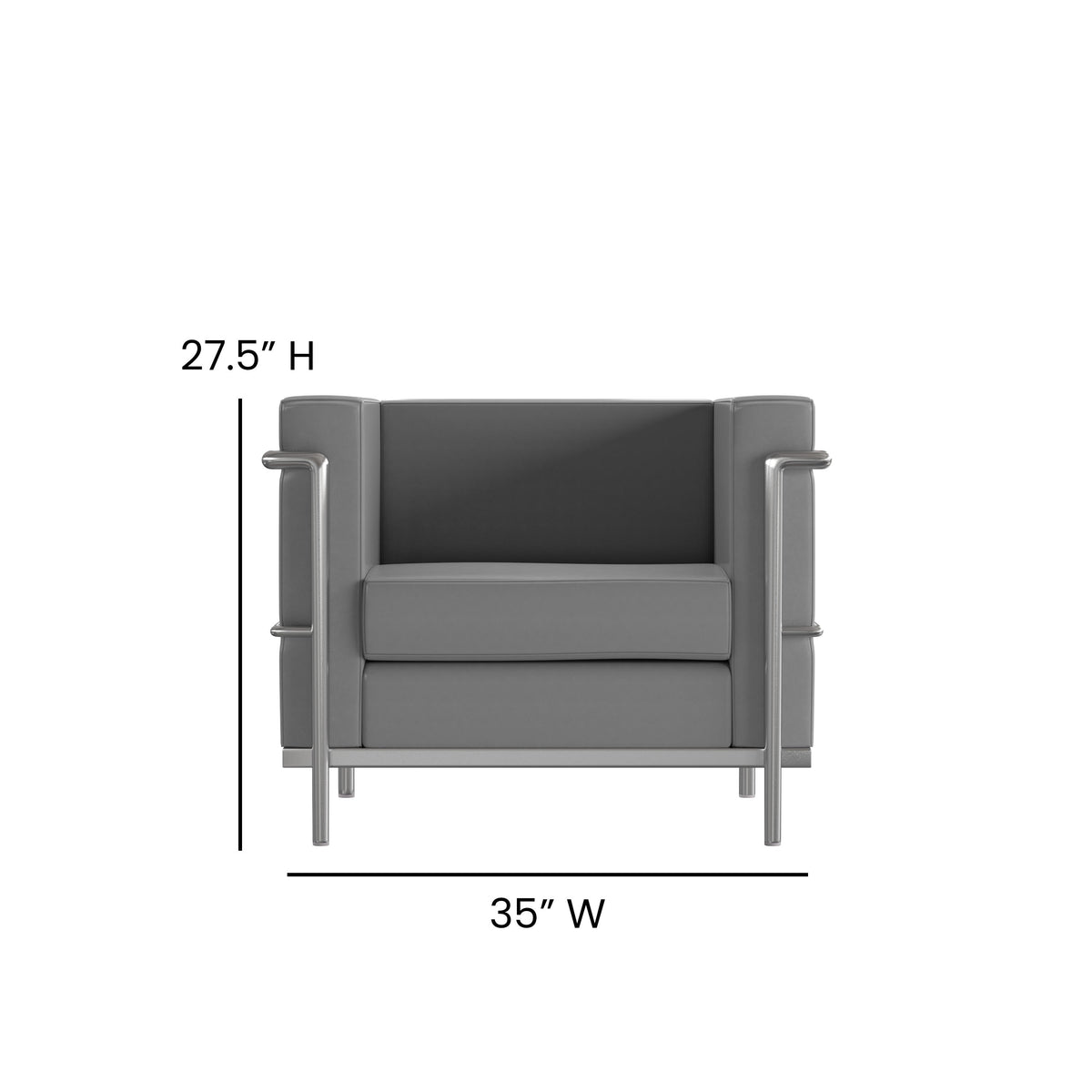 Gray |#| Gray LeatherSoft Reception Set with Double Bar Encasing Frame