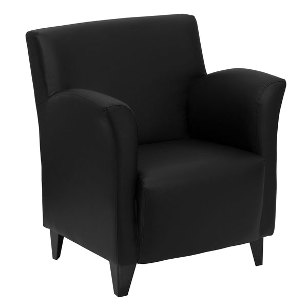 Black |#| Black LeatherSoft Lounge Chair with Flared Arms