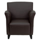 Brown |#| Brown LeatherSoft Lounge Chair with Flared Arms