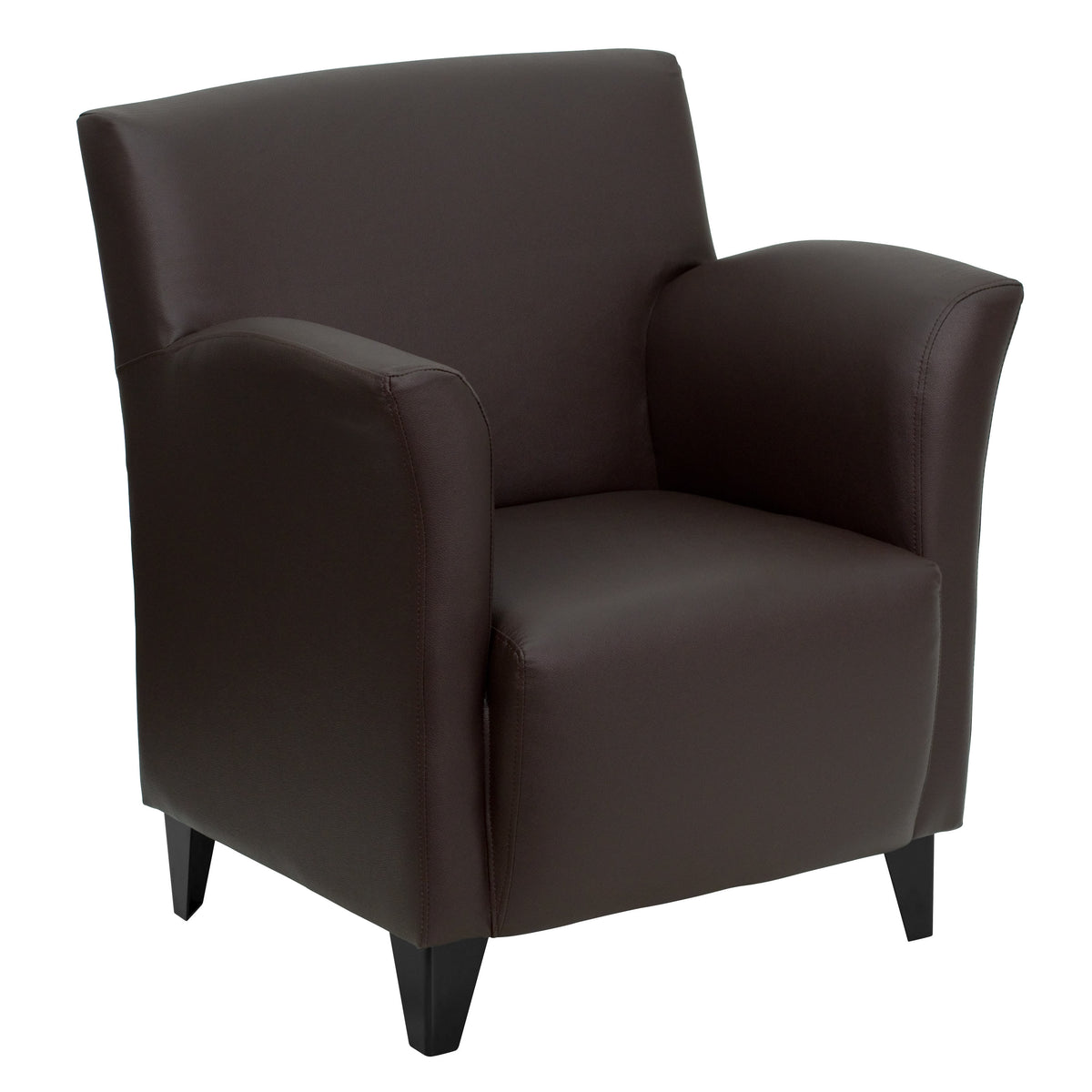 Brown |#| Brown LeatherSoft Lounge Chair with Flared Arms