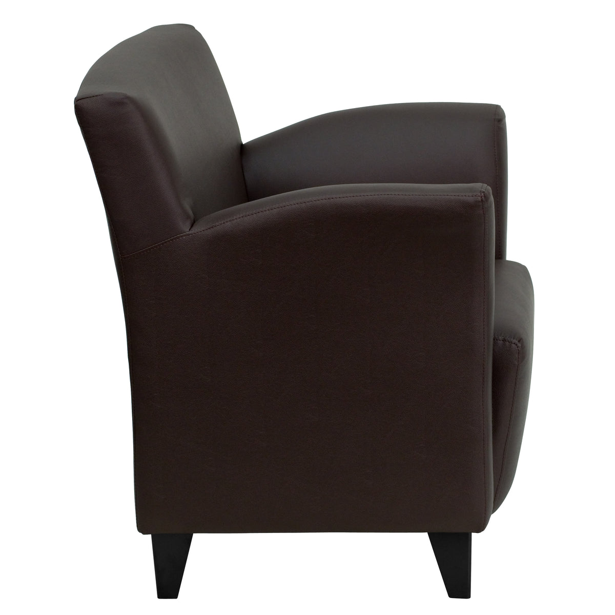 Brown |#| Brown LeatherSoft Lounge Chair with Flared Arms