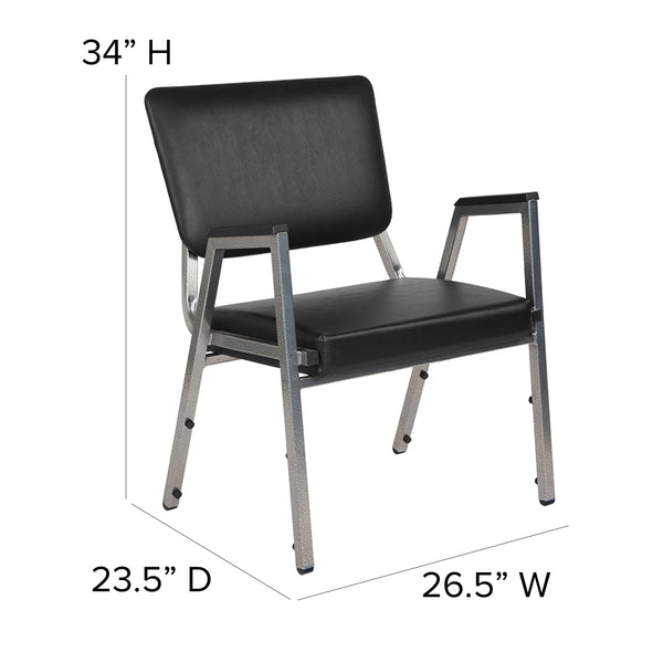 Black Vinyl |#| 1000 lb. Rated Black Antimicrobial Vinyl Bariatric Medical Reception Arm Chair