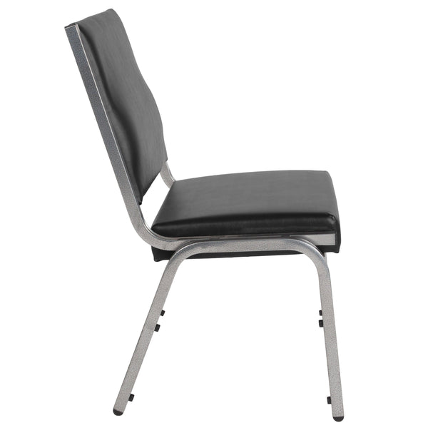 Black Vinyl |#| 1000 lb. Rated Black Antimicrobial Vinyl Bariatric Medical Reception Chair