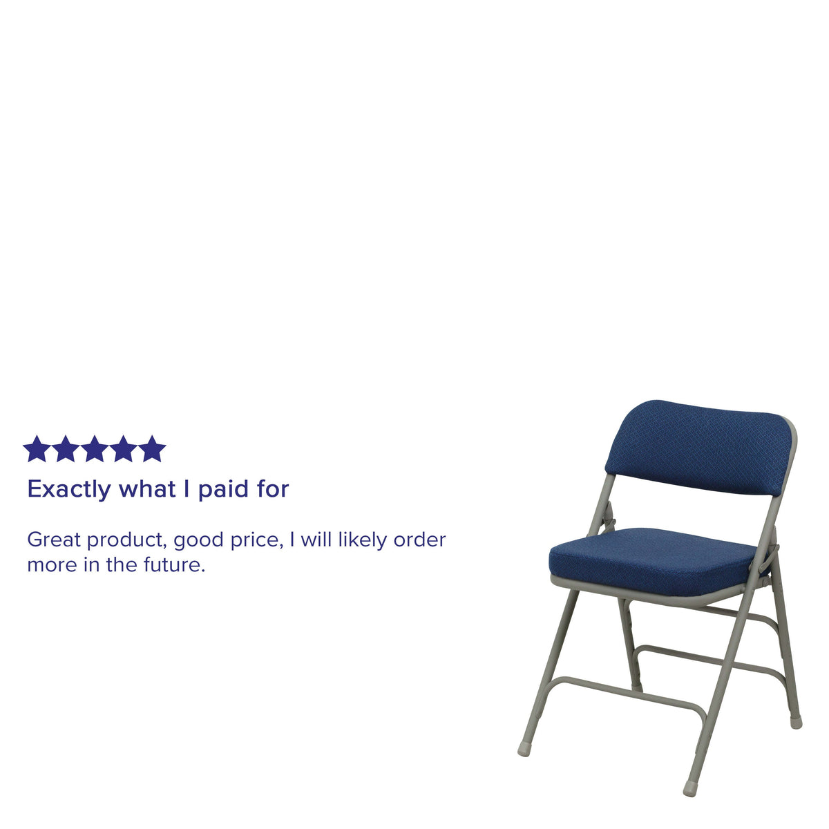 Navy Fabric/Gray Frame |#| 18.5inchW Premium Curved Triple Braced Navy Blue Fabric Metal Folding Chair