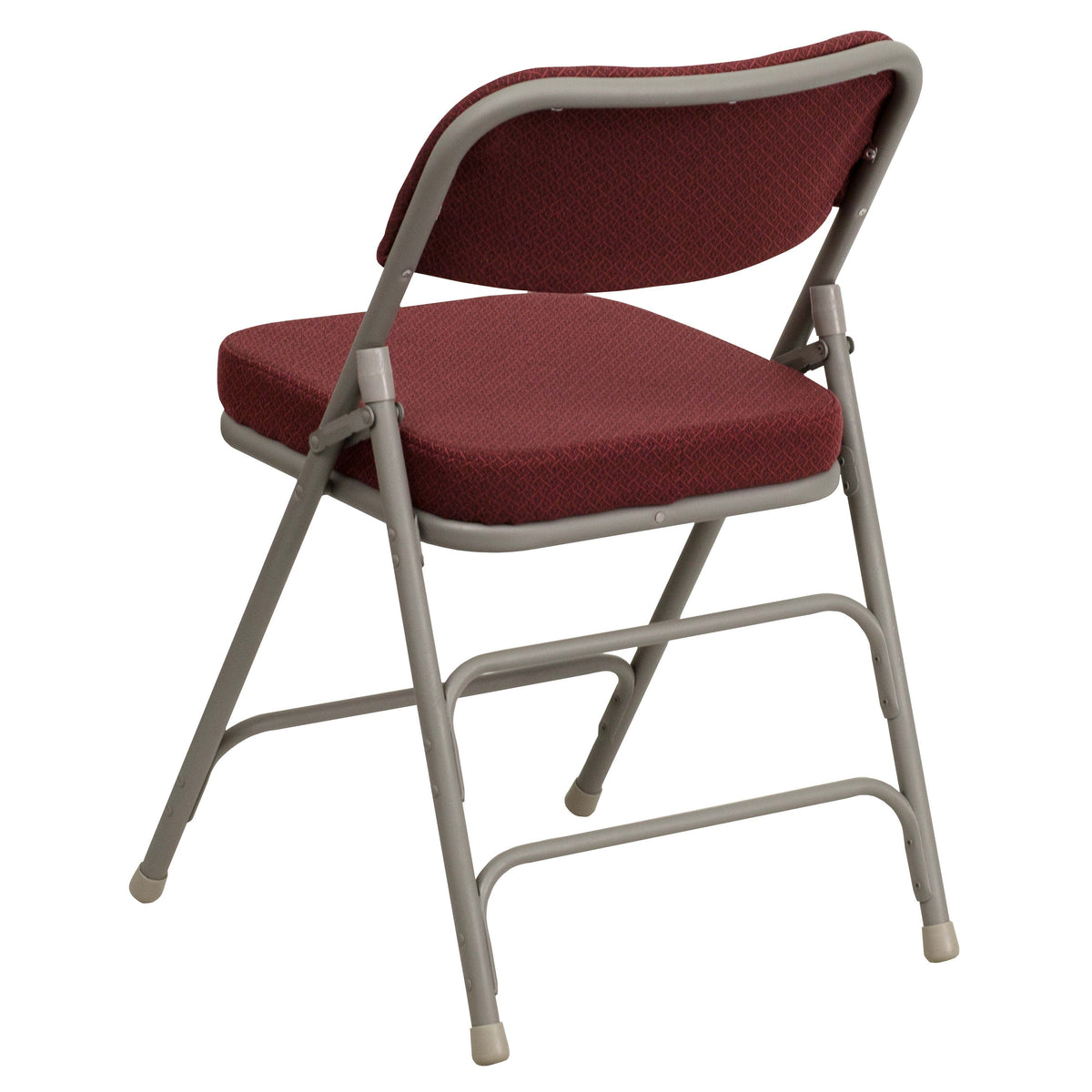 Burgundy Fabric/Gray Frame |#| 18.5inchW Premium Curved Triple Braced Burgundy Fabric Metal Folding Chair