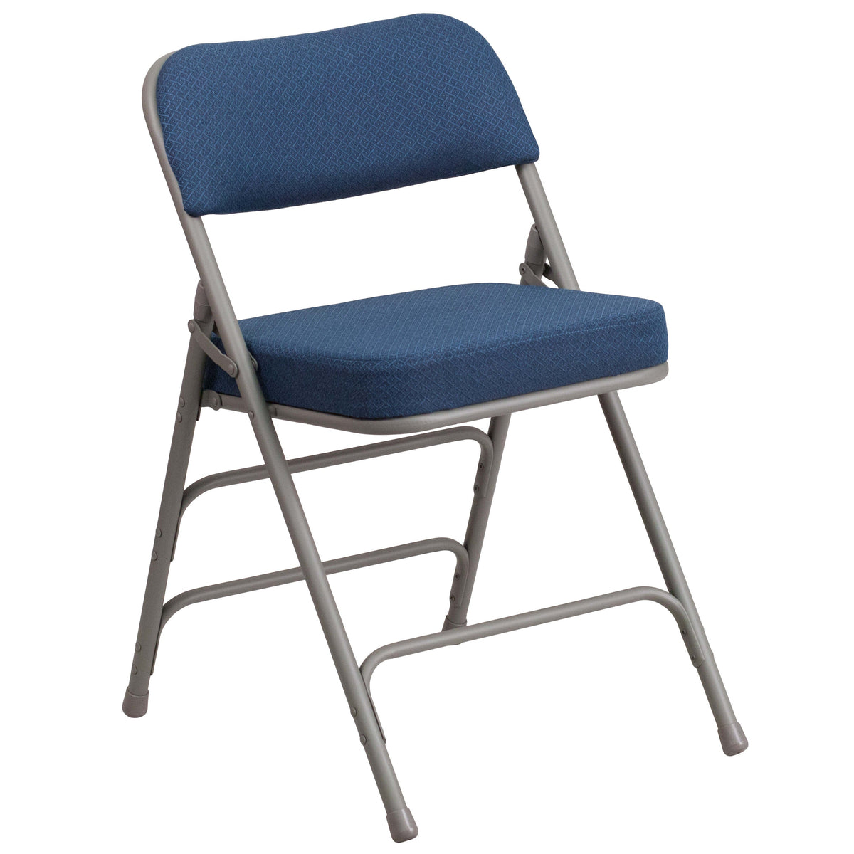 Navy |#| 18inchW Premium Triple Braced & Double Hinged Navy Fabric Metal Folding Chair