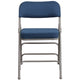 Navy |#| 18inchW Premium Triple Braced & Double Hinged Navy Fabric Metal Folding Chair