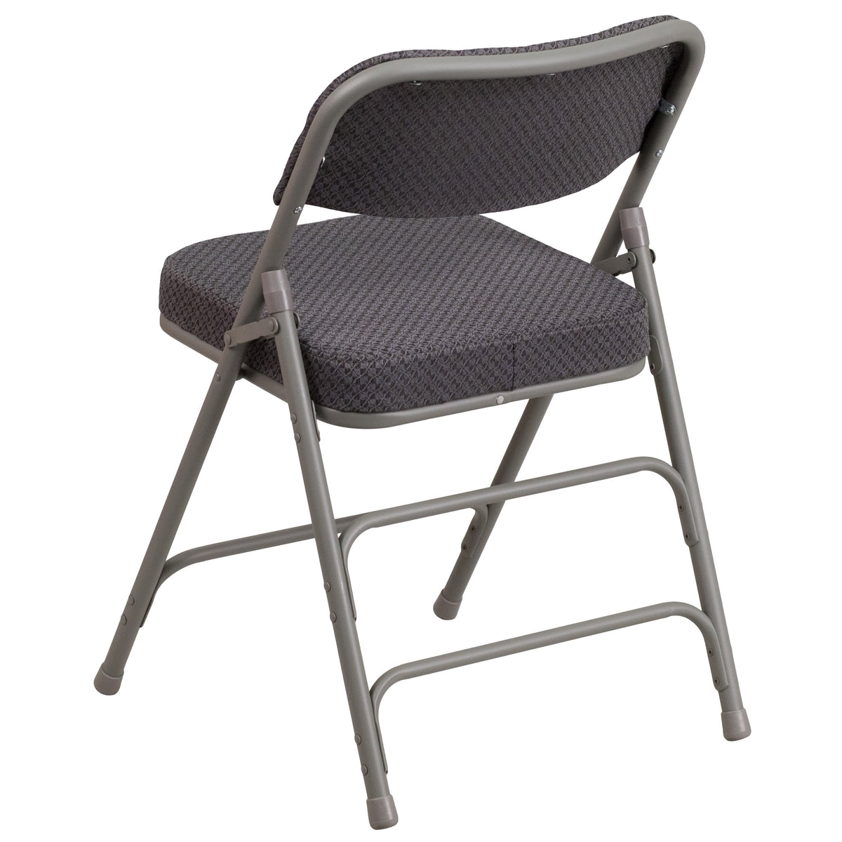 Gray |#| 18inchW Premium Triple Braced & Double Hinged Gray Fabric Metal Folding Chair