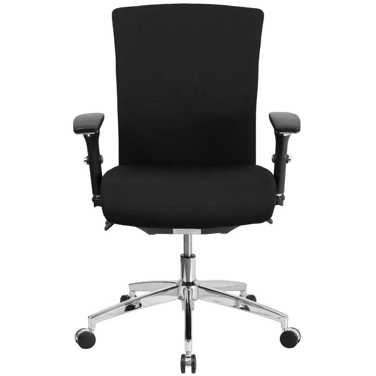 Black Fabric |#| Intensive Use 300 lb. Rated Black Fabric Multifunction Chair with Seat Slider