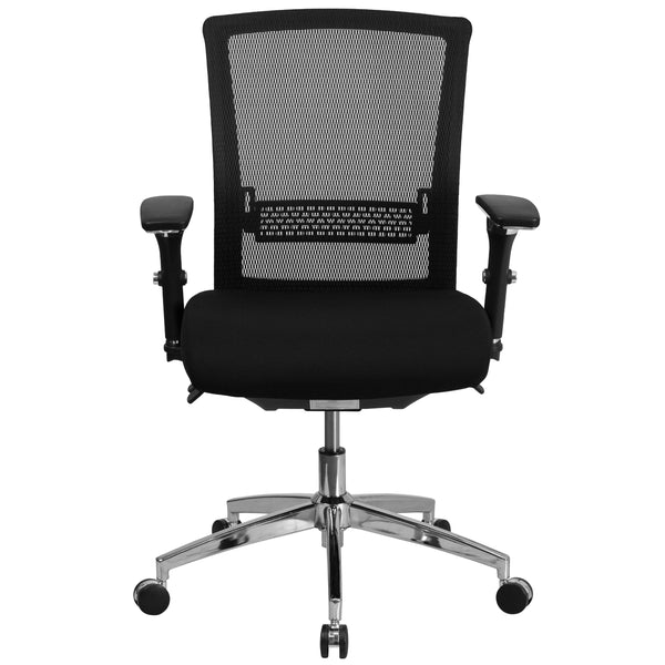 Black Mesh & Fabric |#| Intensive Use 300 lb. Rated Mid-Back Black Mesh Multifunction Chair-Seat Slider