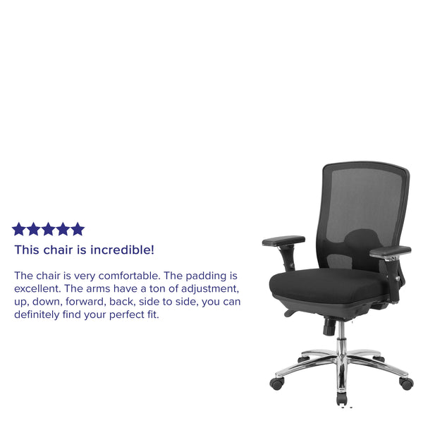 24/7 Intensive Use Big & Tall 350 lb. Rated Black Mesh Multifunction Chair