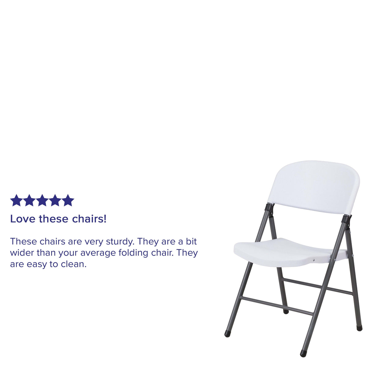 White |#| 330 lb. Capacity Granite White Plastic Folding Chair with Charcoal Frame