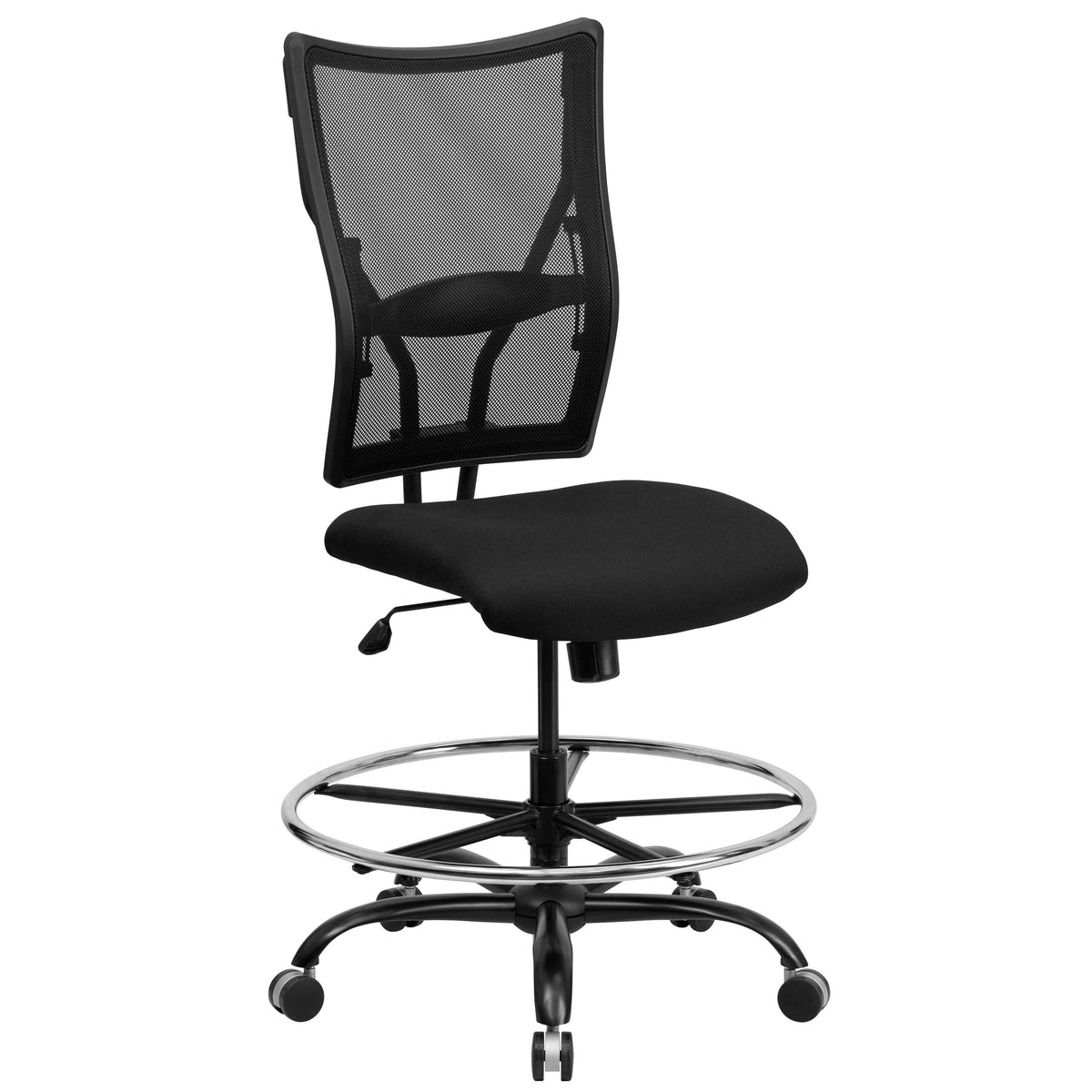 Big & Tall 400 lb. Rated Black Mesh Ergonomic Drafting Chair