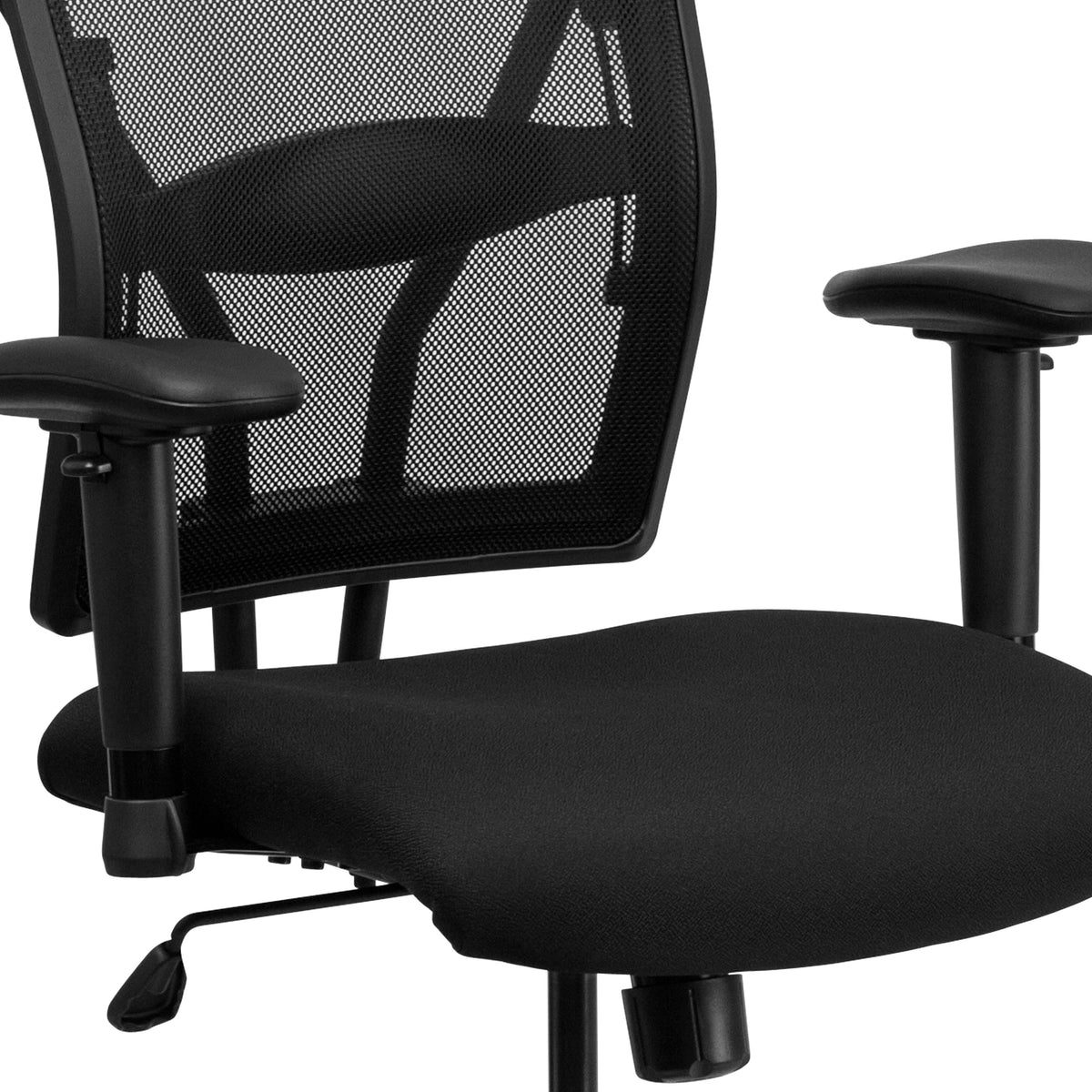 Big & Tall 400 lb. Rated Black Mesh Ergonomic Drafting Chair w/ Adjustable Arms