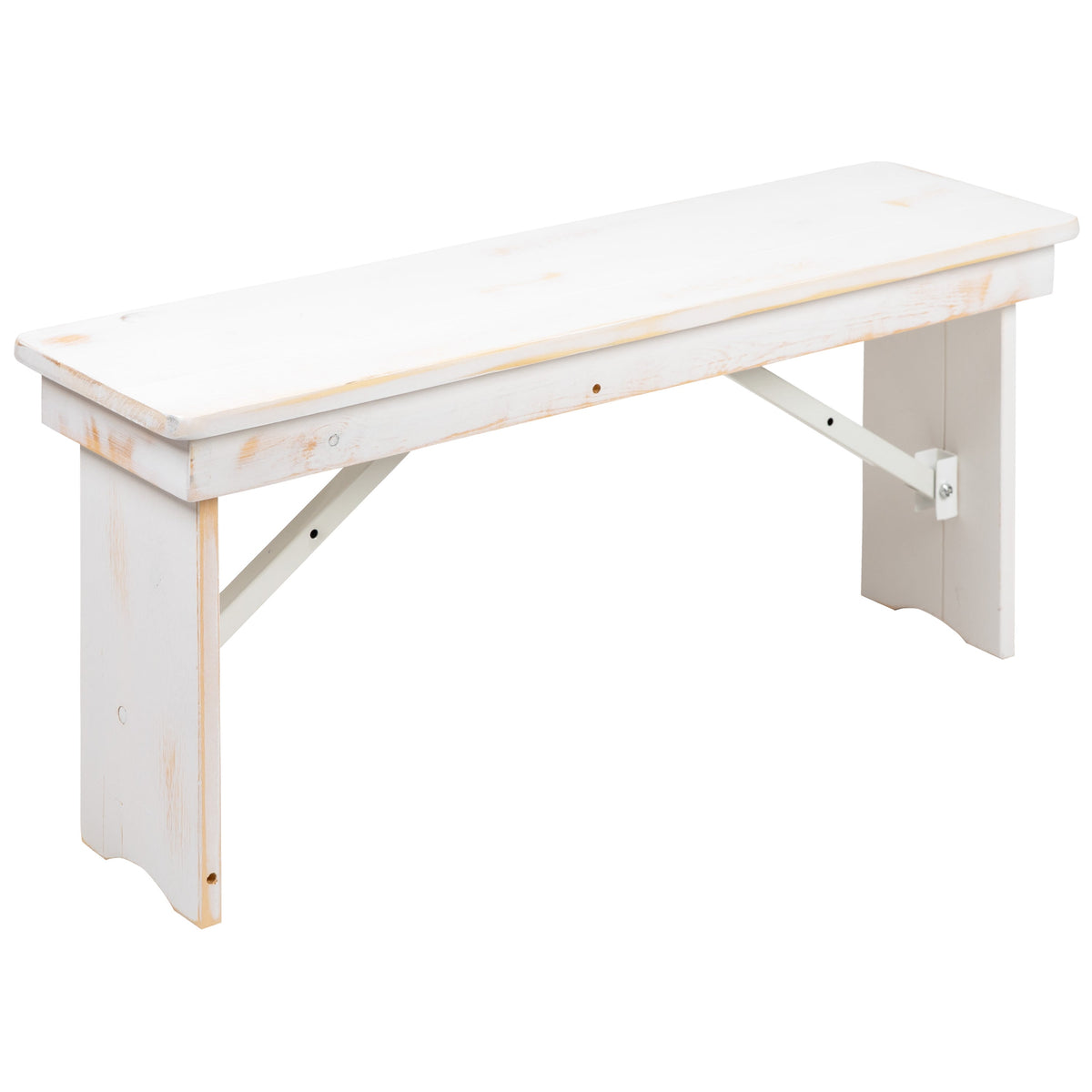 Antique Rustic White |#| 40inch x 12inch Antique Rustic White Solid Pine Folding Farm Bench - Portable Bench