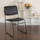 Black Vinyl/Black Frame |#| 500 lb. Capacity High Density Black Vinyl Stacking Chair with Sled Base