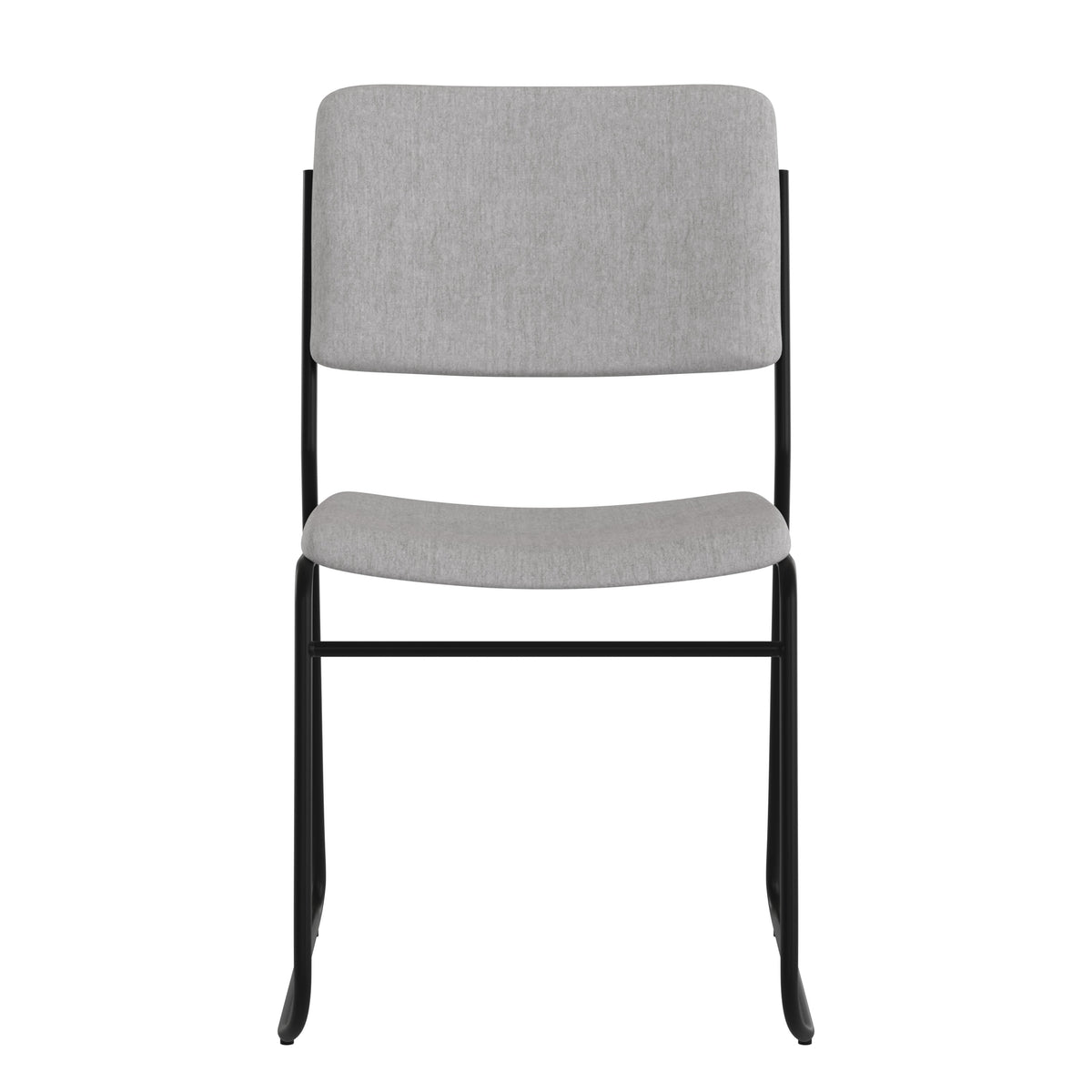 Gray Fabric/Black Frame |#| 500 lb. Capacity High Density Gray Fabric Stacking Chair with Sled Base