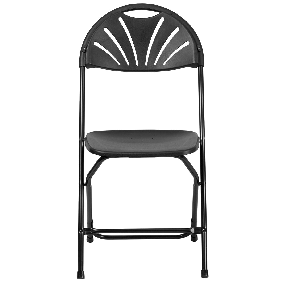 Black |#| 650 lb. Capacity Black Plastic Fan Back Folding Chair-Commercial & Event Chairs