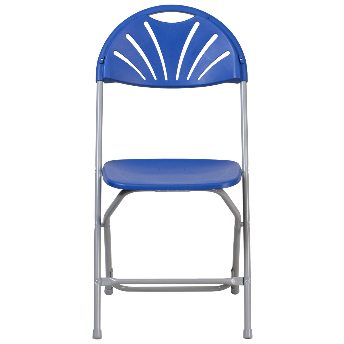 Blue |#| 650 lb. Capacity Blue Plastic Fan Back Folding Chair - Commercial & Event Chairs