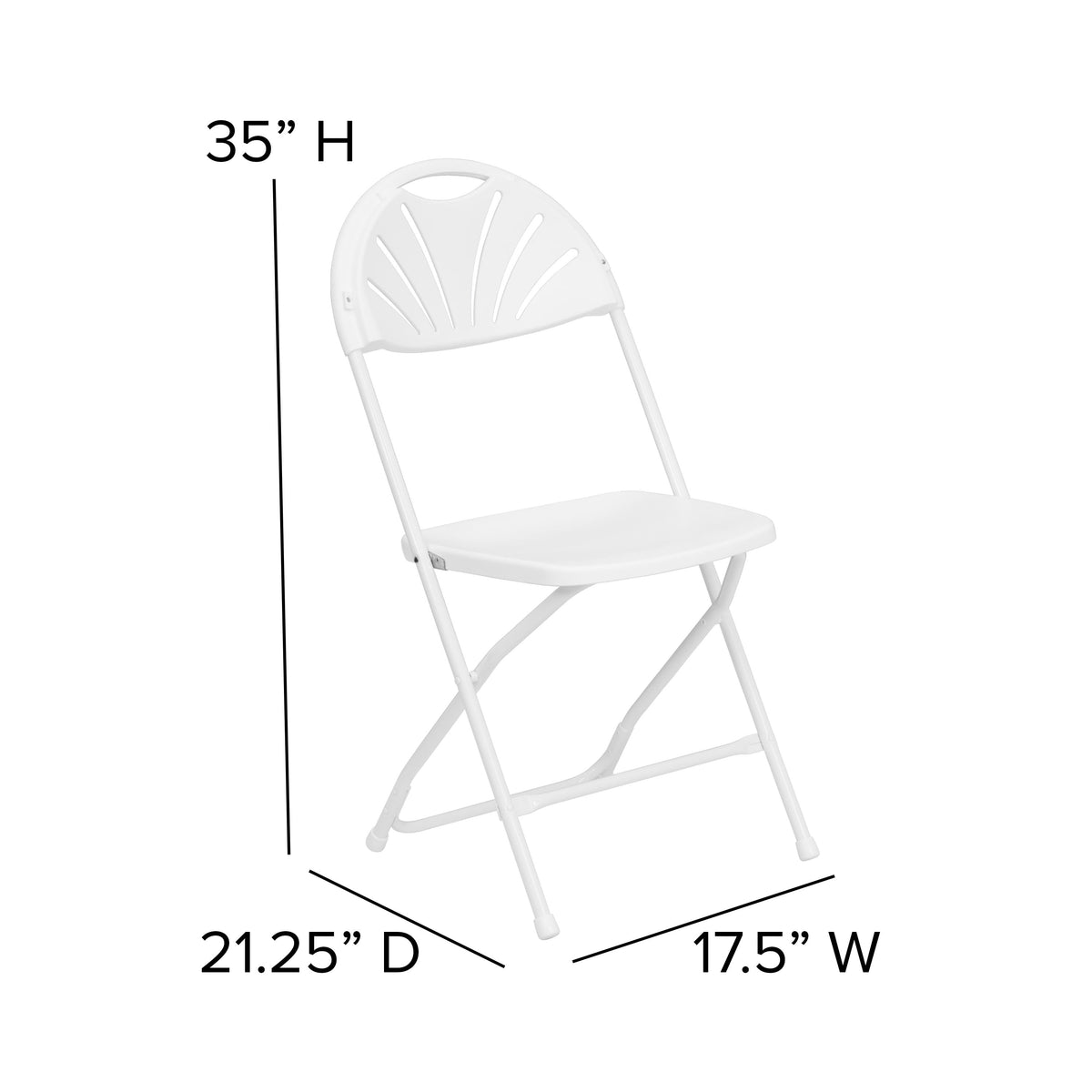 White |#| 650 lb. Capacity White Plastic Fan Back Folding Chair-Commercial & Event Chairs