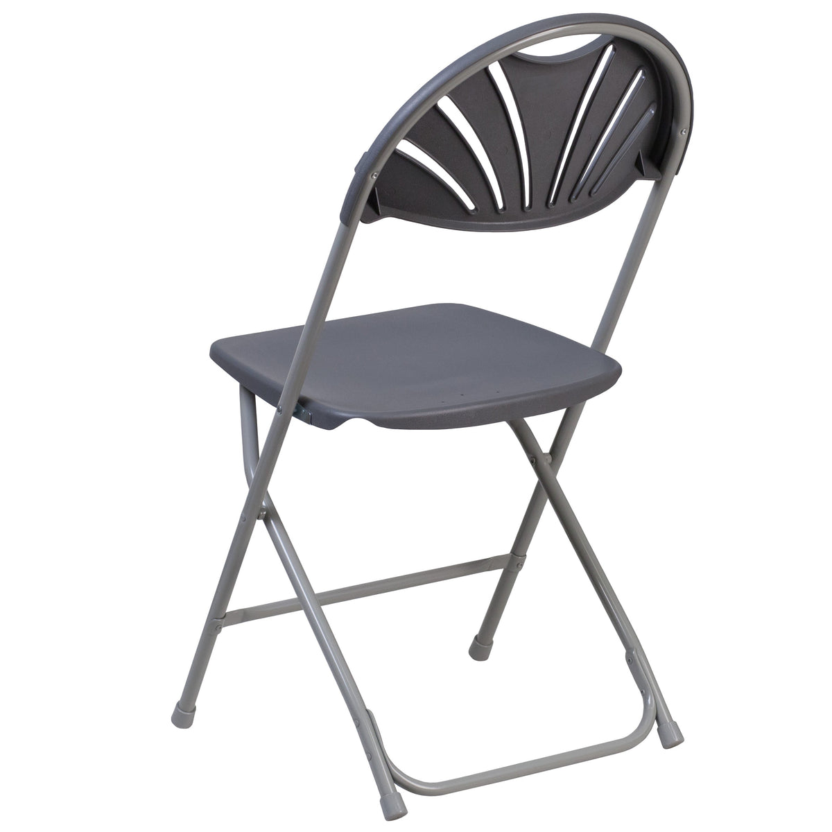 Charcoal |#| 650 lb. Rated Charcoal Plastic Fan Back Folding Chair - Commercial Chairs