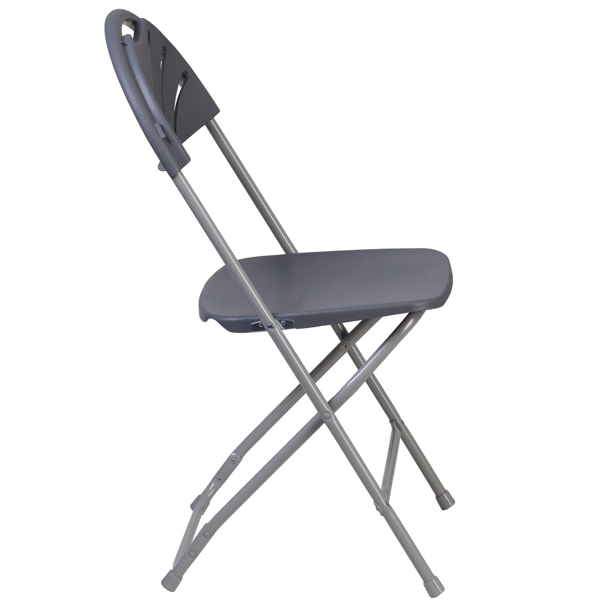 Charcoal |#| 650 lb. Rated Charcoal Plastic Fan Back Folding Chair - Commercial Chairs