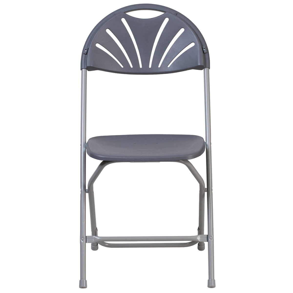 Charcoal |#| 650 lb. Rated Charcoal Plastic Fan Back Folding Chair - Commercial Chairs