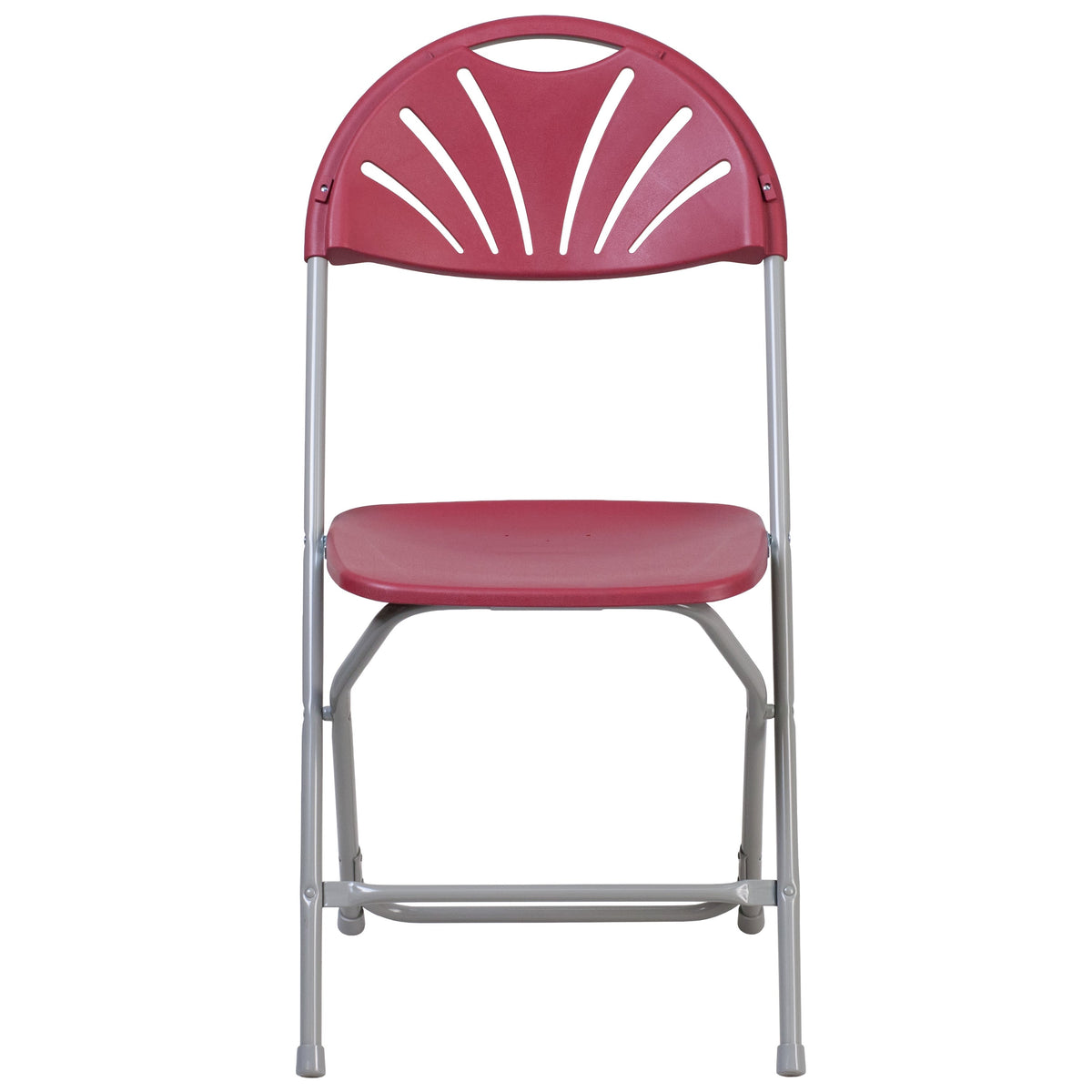 Burgundy |#| 650 lb. Capacity Burg Plastic Fan Back Folding Chair - Commercial & Event Chairs