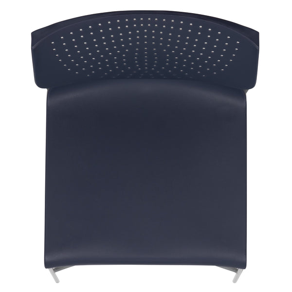 Navy |#| Home and Office Navy Full Back Stack Chair with Gray Frame - Guest Chair