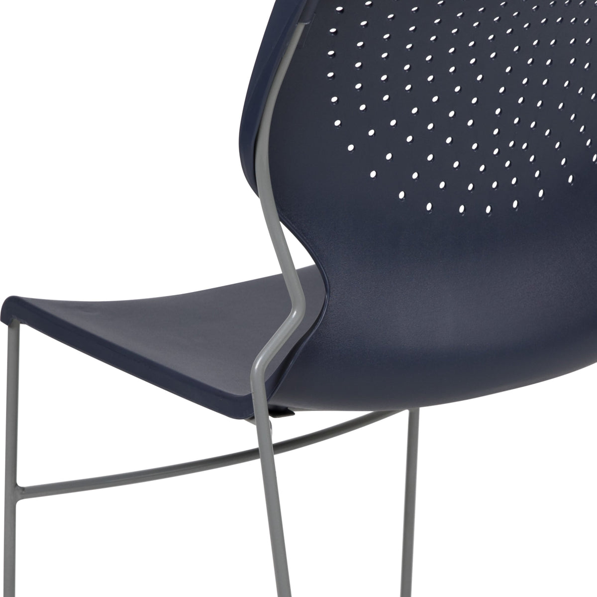 Navy |#| Home and Office Navy Full Back Stack Chair with Gray Frame - Guest Chair