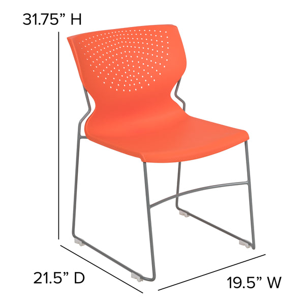 Orange |#| Home and Office Orange Full Back Stack Chair with Gray Frame - Guest Chair