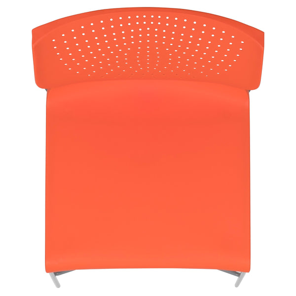 Orange |#| Home and Office Orange Full Back Stack Chair with Gray Frame - Guest Chair