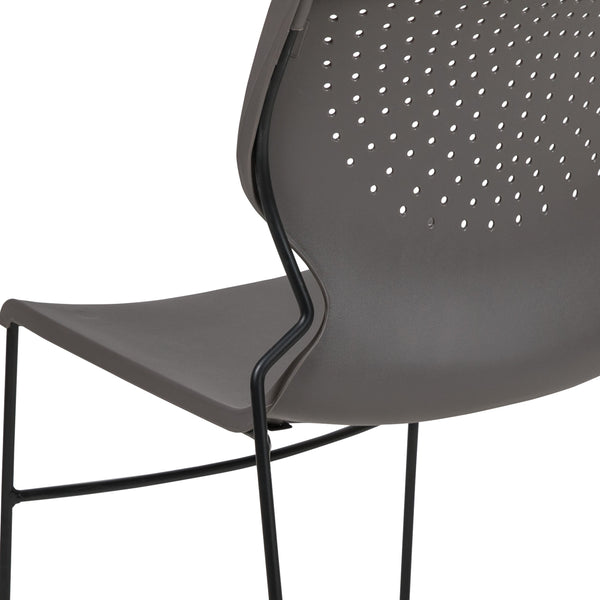 Gray |#| Home and Office Gray Full Back Stack Chair with Black Frame - Guest Chair