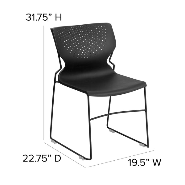 Black |#| 661 lb. Capacity Black Full Back Stack Chair with Black Frame