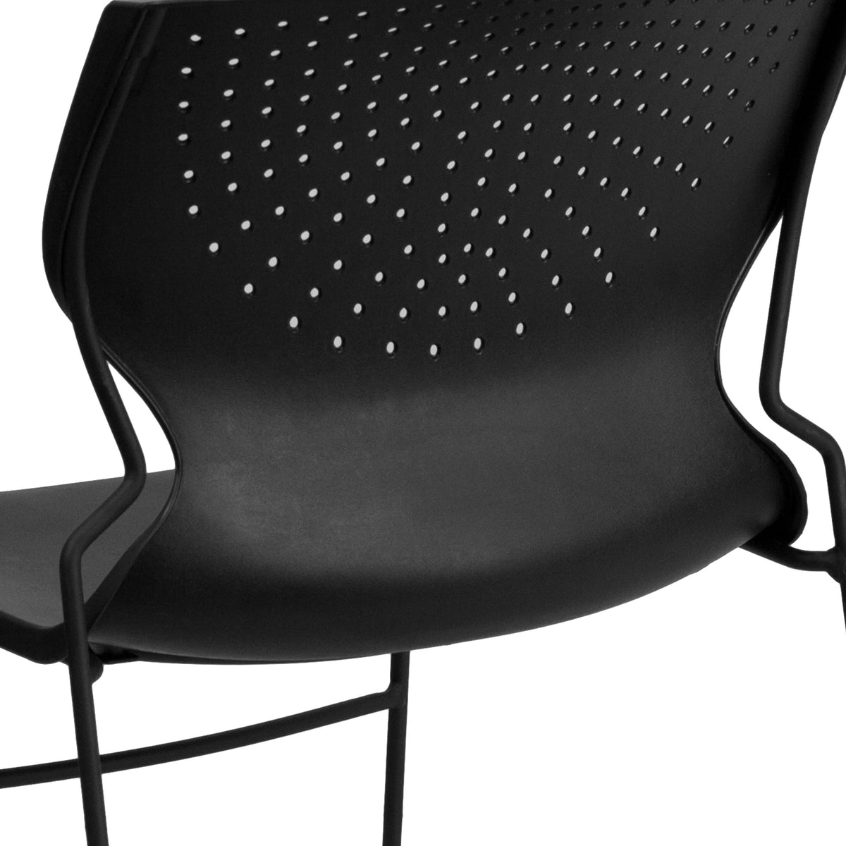 Black |#| 661 lb. Capacity Black Full Back Stack Chair with Black Frame