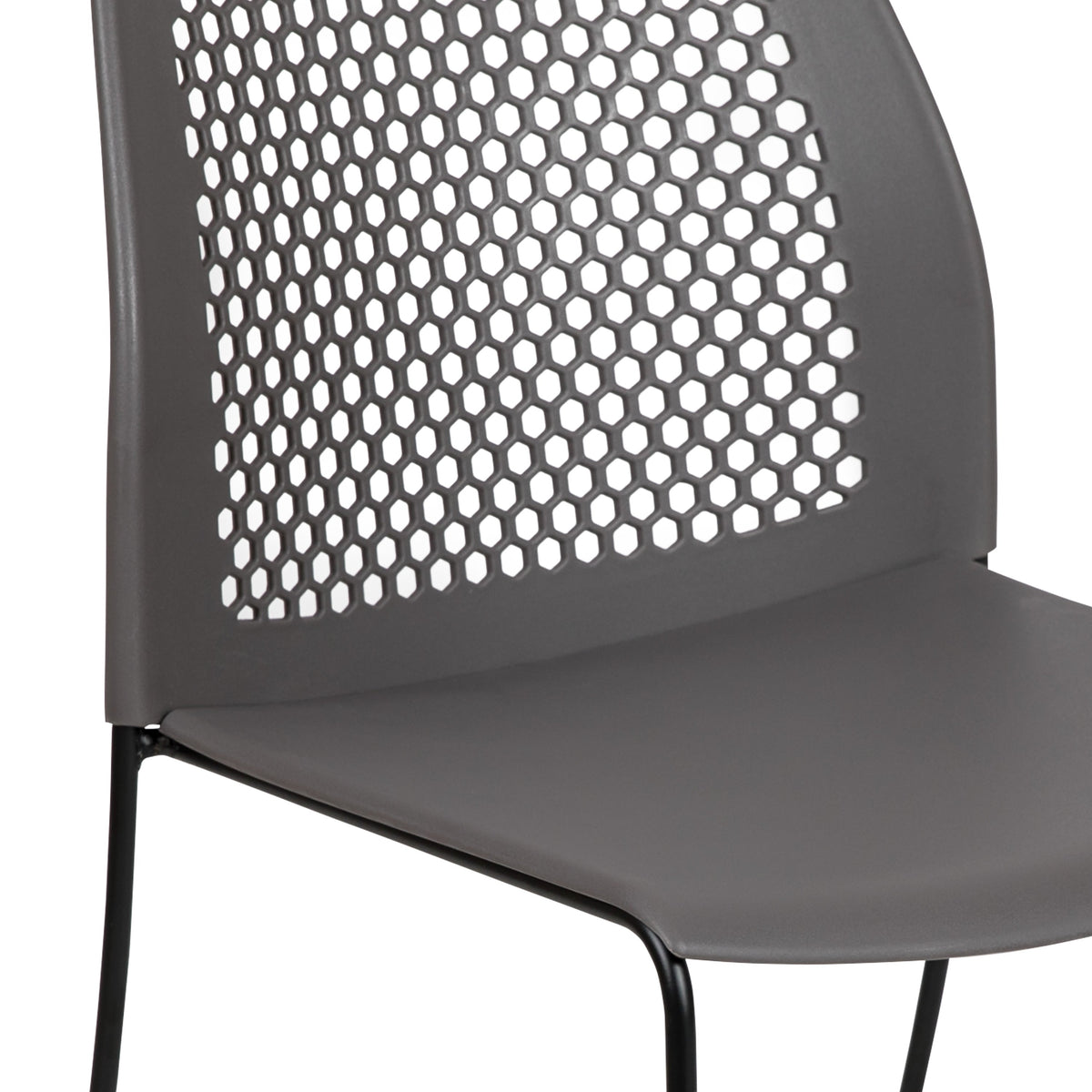 Gray |#| Home and Office Gray Sled Base Stack Chair with Air-Vent Back - Guest Chair