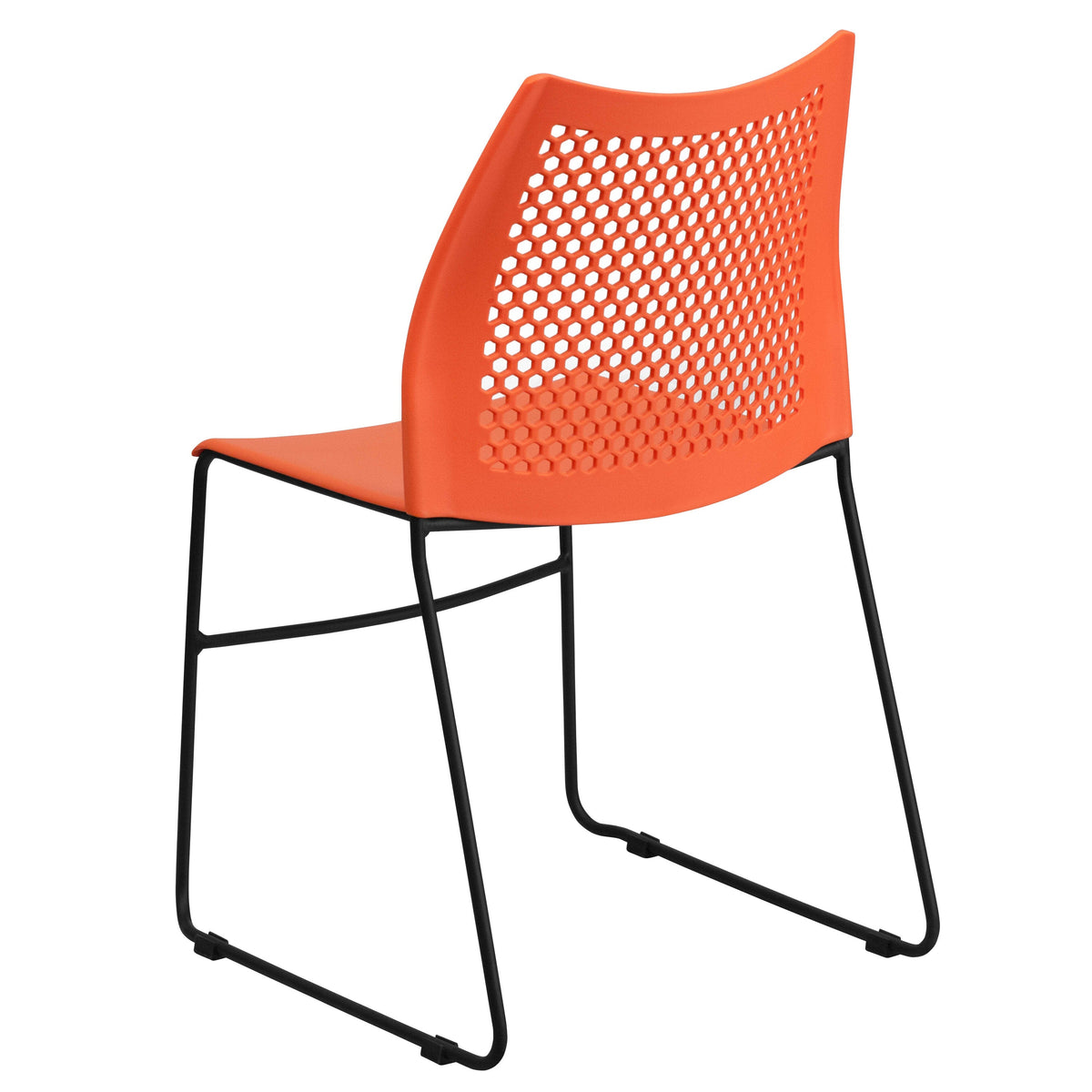 Orange |#| 661 lb. Capacity Orange Sled Base Stack Chair with Air-Vent Back