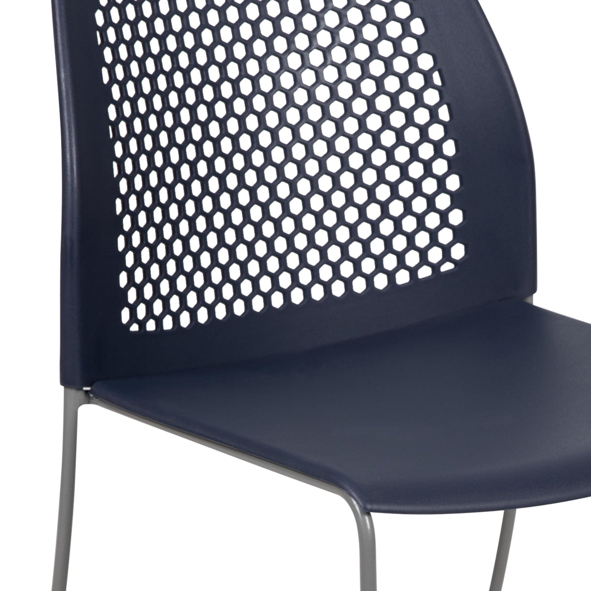 Navy |#| Home and Office Navy Sled Base Stack Chair with Air-Vent Back - Guest Chair