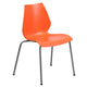 Orange |#| 770 lb. Capacity Orange Stack Chair with Lumbar Support and Silver Frame