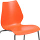 Orange |#| 770 lb. Capacity Orange Stack Chair with Lumbar Support and Silver Frame