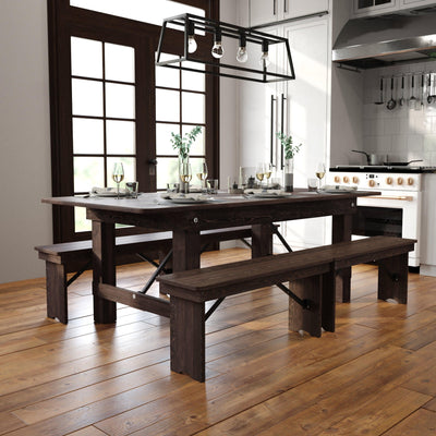 HERCULES Series 7' x 40" Rectangular Solid Pine Folding Farm Table - View 2